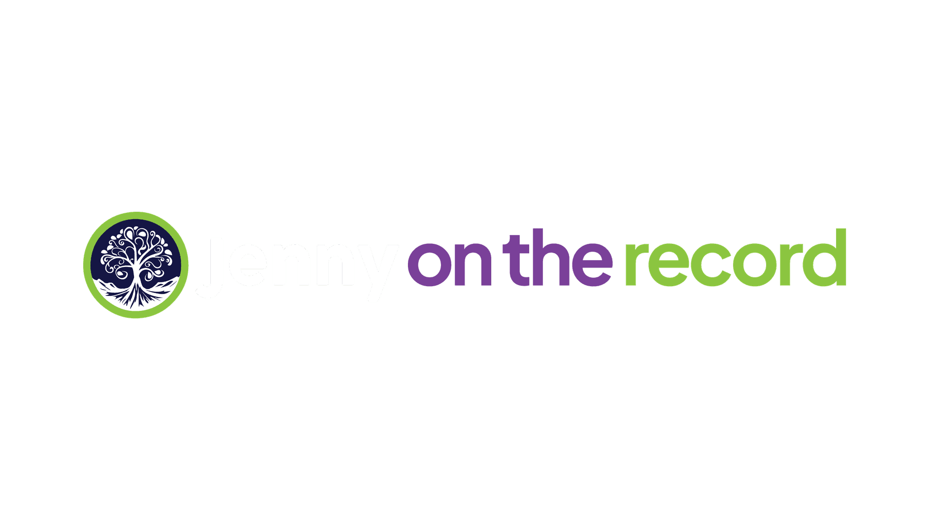 Jenny on the Record logo with a tree inside a green circle next to the text.